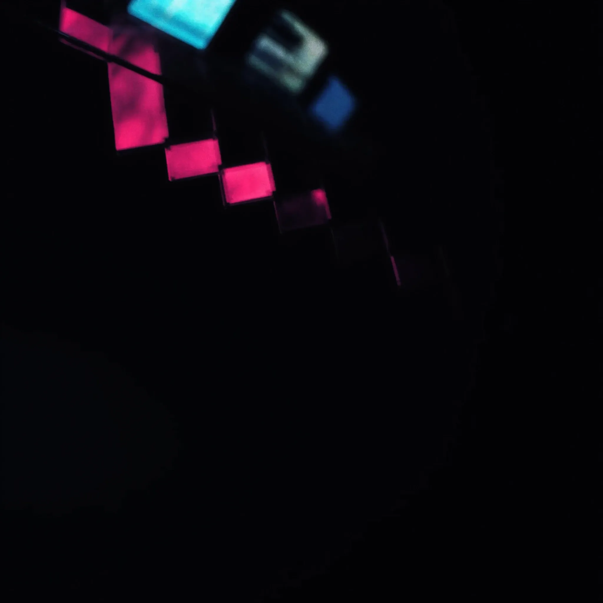 Glowing glass steps climbing upward into darkness