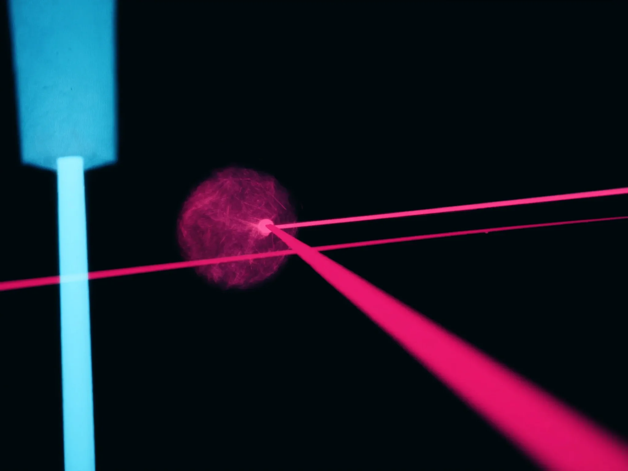 Two paths of light: one simple straight line, one branching network